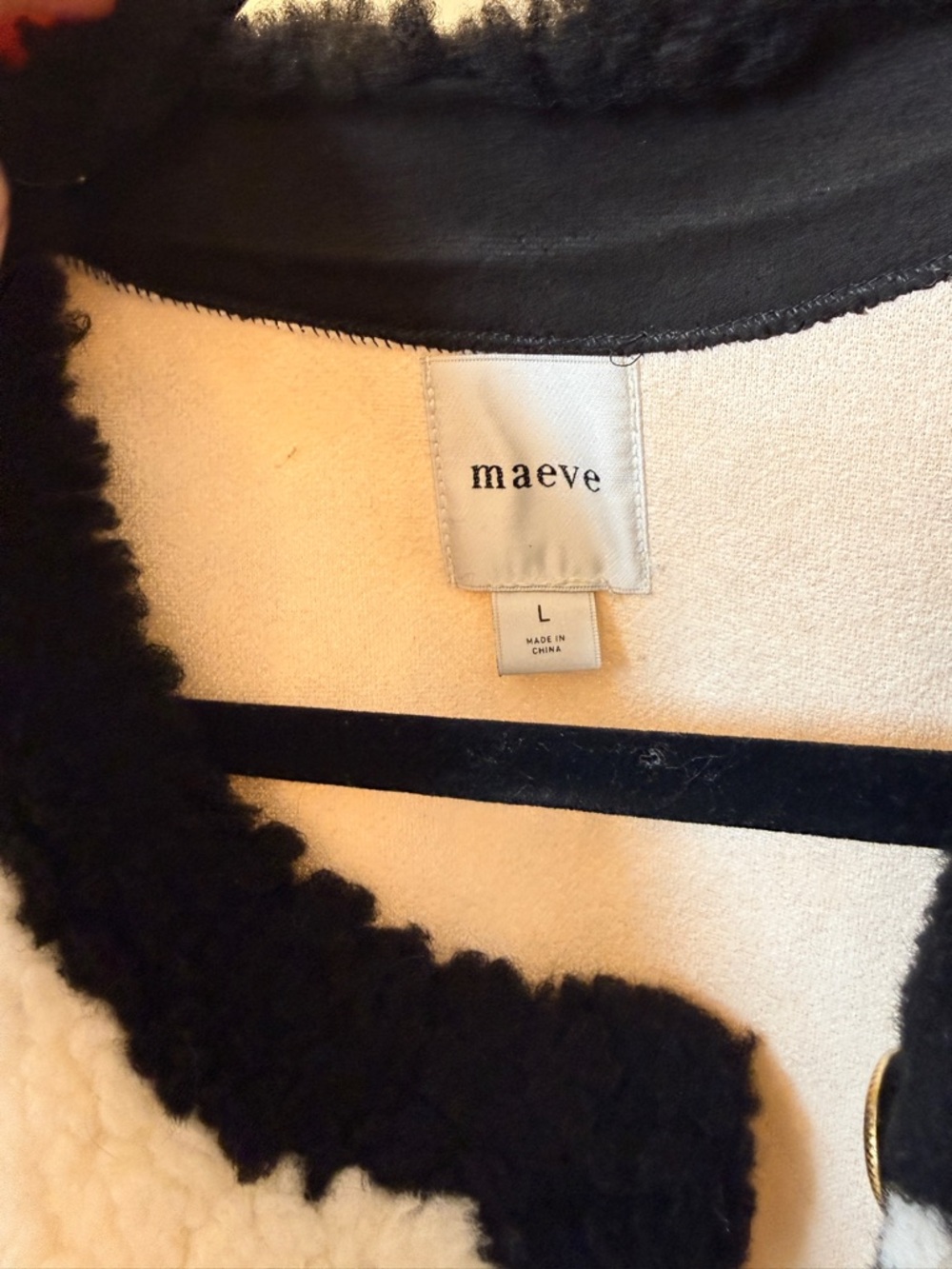 Maeve Teddy Jacket Black & White Bouclé Sherpa Lady Jacket Gold Buttons - Picture 2 of 5